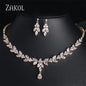 ZAKOL Brilliant Zirconia Leaf Jewelry Set for Women