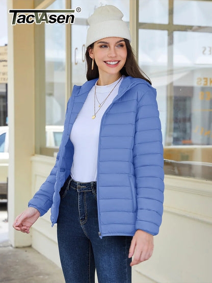 TACVASEN Women's Hooded Puffer Jacket Lightweight Casual