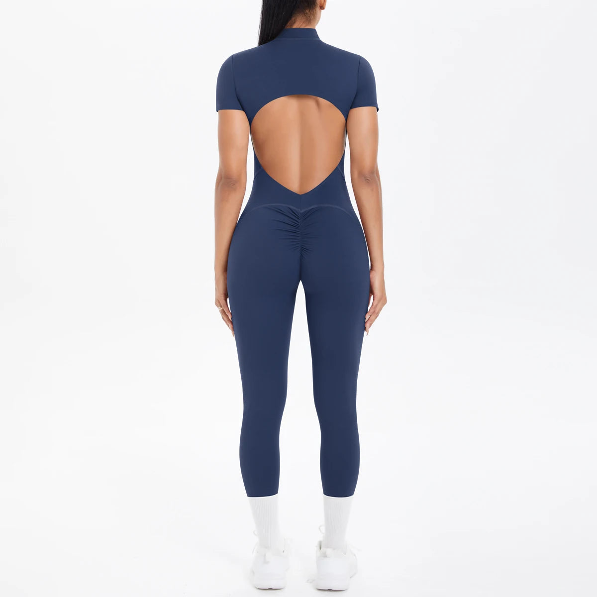 Backless Bodycon Scrunch Jumpsuit for Women Yoga Fitness