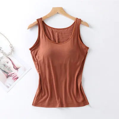 Women's Slim Fit Tank Top with Built-In Bra