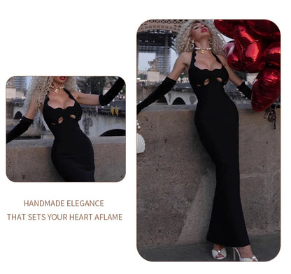 Elegant Black Halter Bodycon Dress for Women
