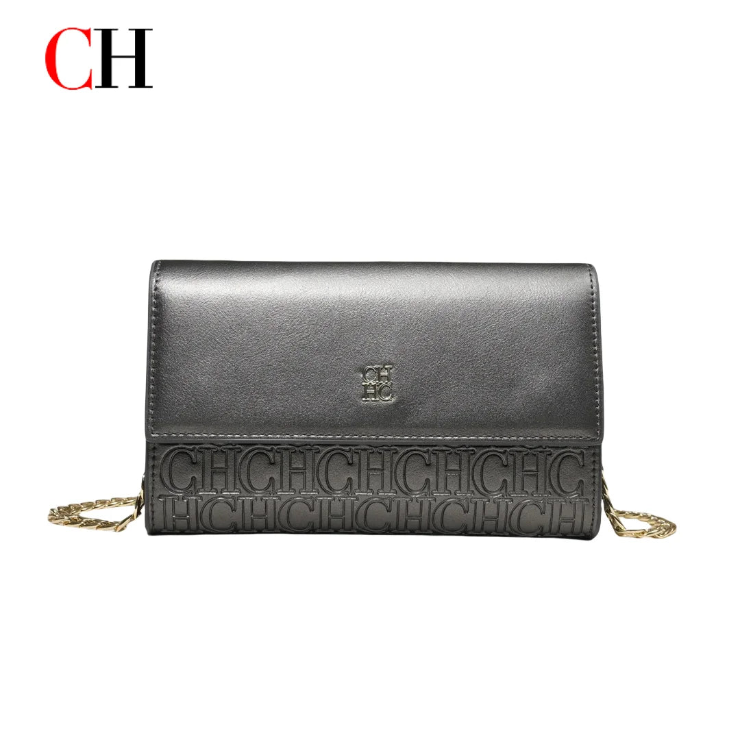 CH Women PU Leather Crossbody Bag with Metal Chain