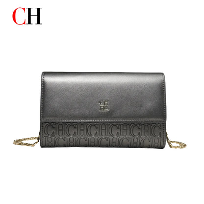 CH Women PU Leather Crossbody Bag with Metal Chain