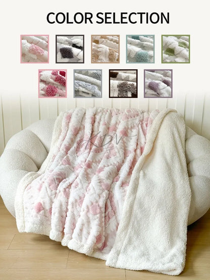 Geometric Jacquard Fleece Blanket Double Layer Taffeta