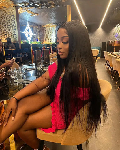 40 Inch Bone Straight Human Hair Wig Brazilian Lace Front Wig