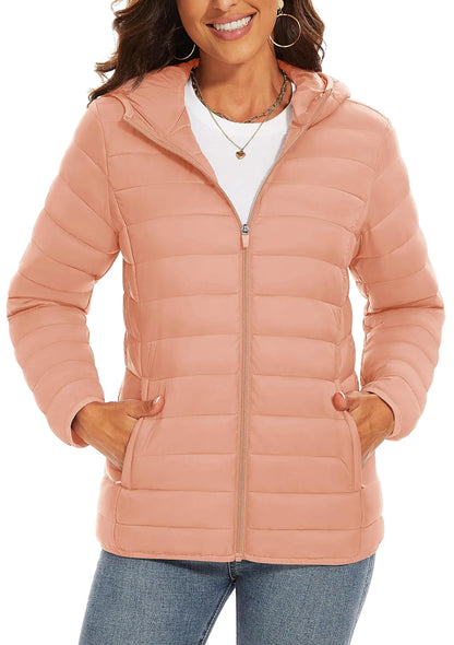 TACVASEN Women's Hooded Puffer Jacket Lightweight Casual
