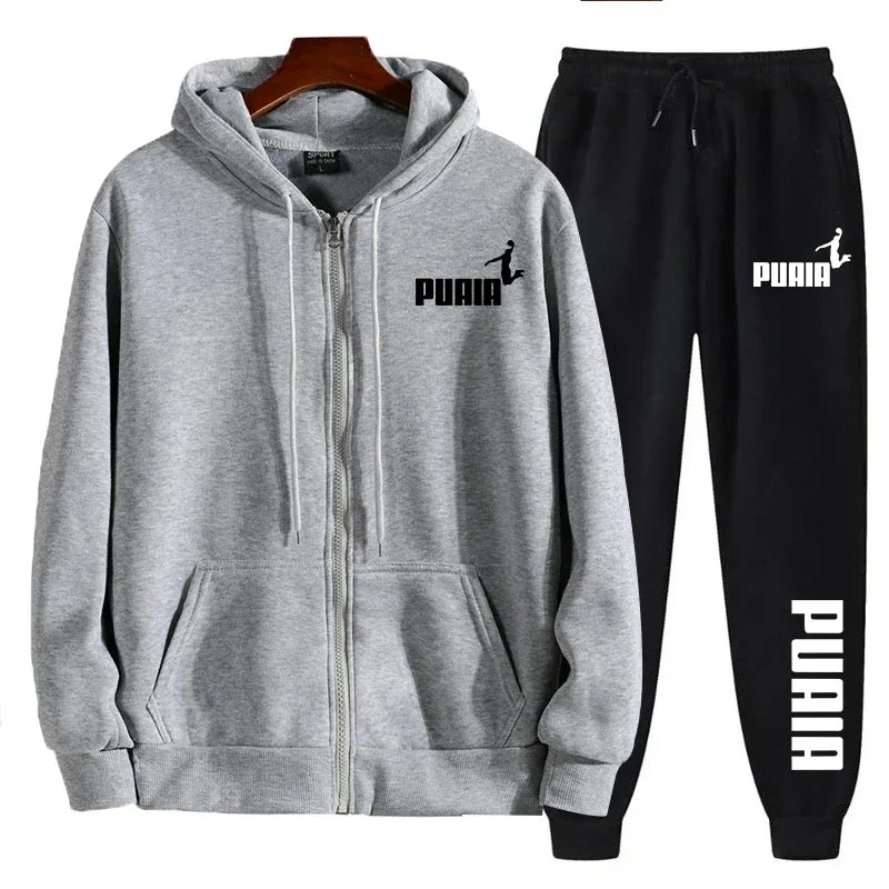 Men's Printed Hooded Sweatshirt and Pants Set