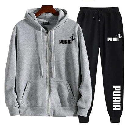 Men's Printed Hooded Sweatshirt and Pants Set