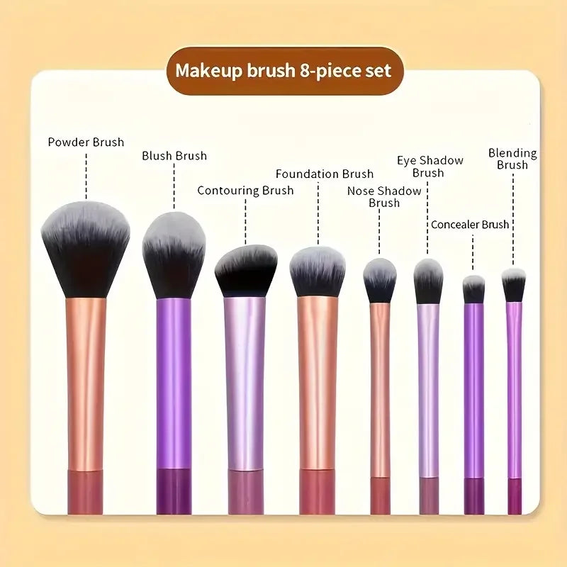 8pcs Soft Synthetic Hair Makeup Brush Set