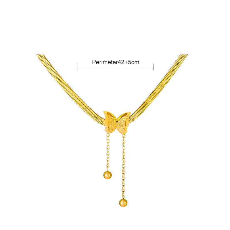 Stainless Steel Butterfly Choker Necklace for Women
