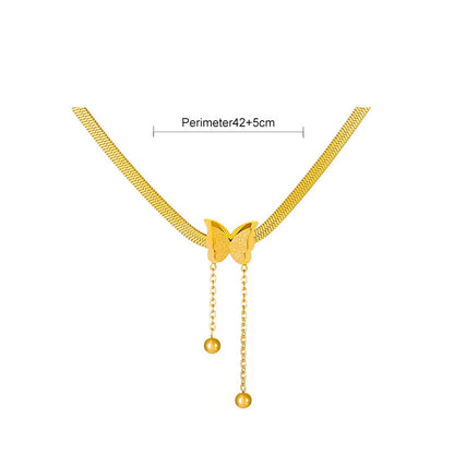 Stainless Steel Butterfly Choker Necklace for Women