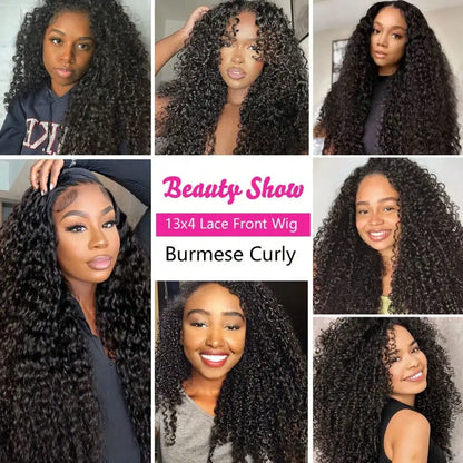 30 Inch Burmese Curly Virgin Hair Wig 13x4 Lace Front