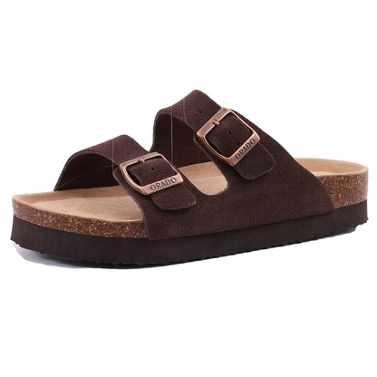 Comwarm Women's Suede Mules Slippers with Cork Insole