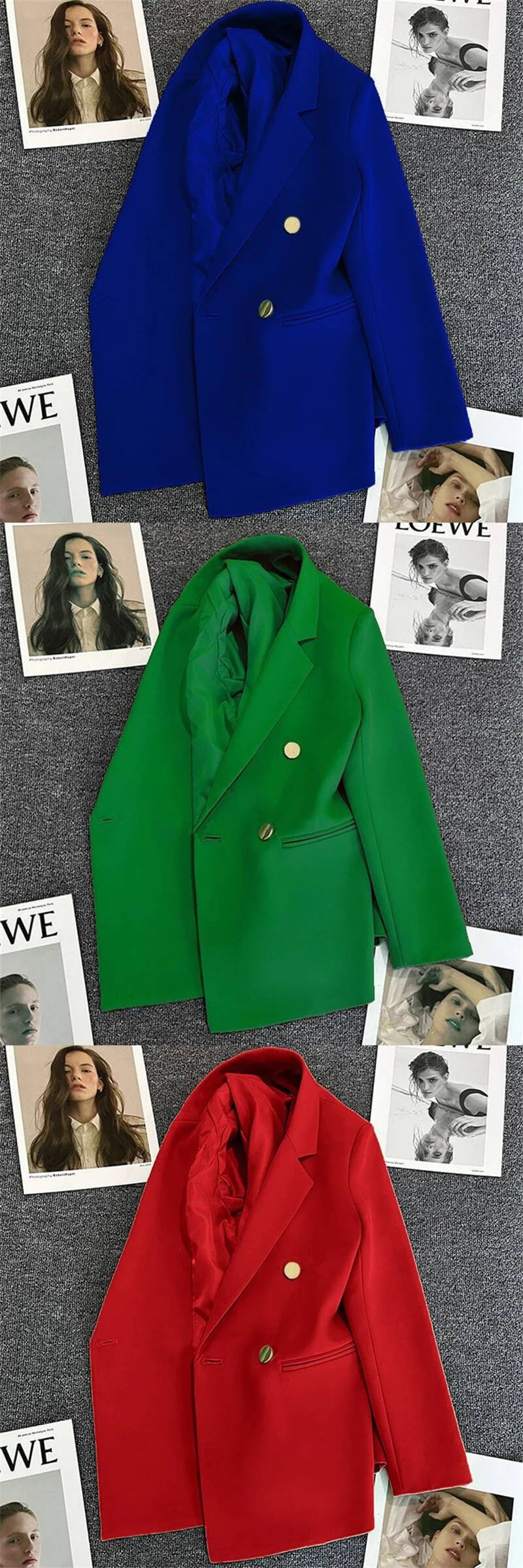 Women Double-Breasted Blazer Casual Suit Jacket