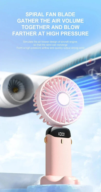 Portable Rechargeable Handheld Fan with LED Display