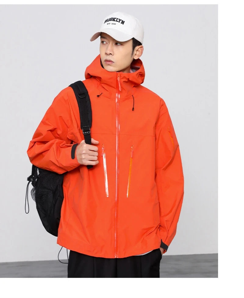 Three Layer Waterproof Windbreaker Jacket for Camping