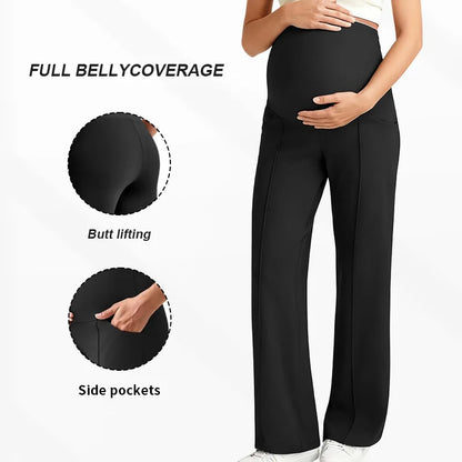 Plus Size Maternity Wide-Leg Pants Natural Color