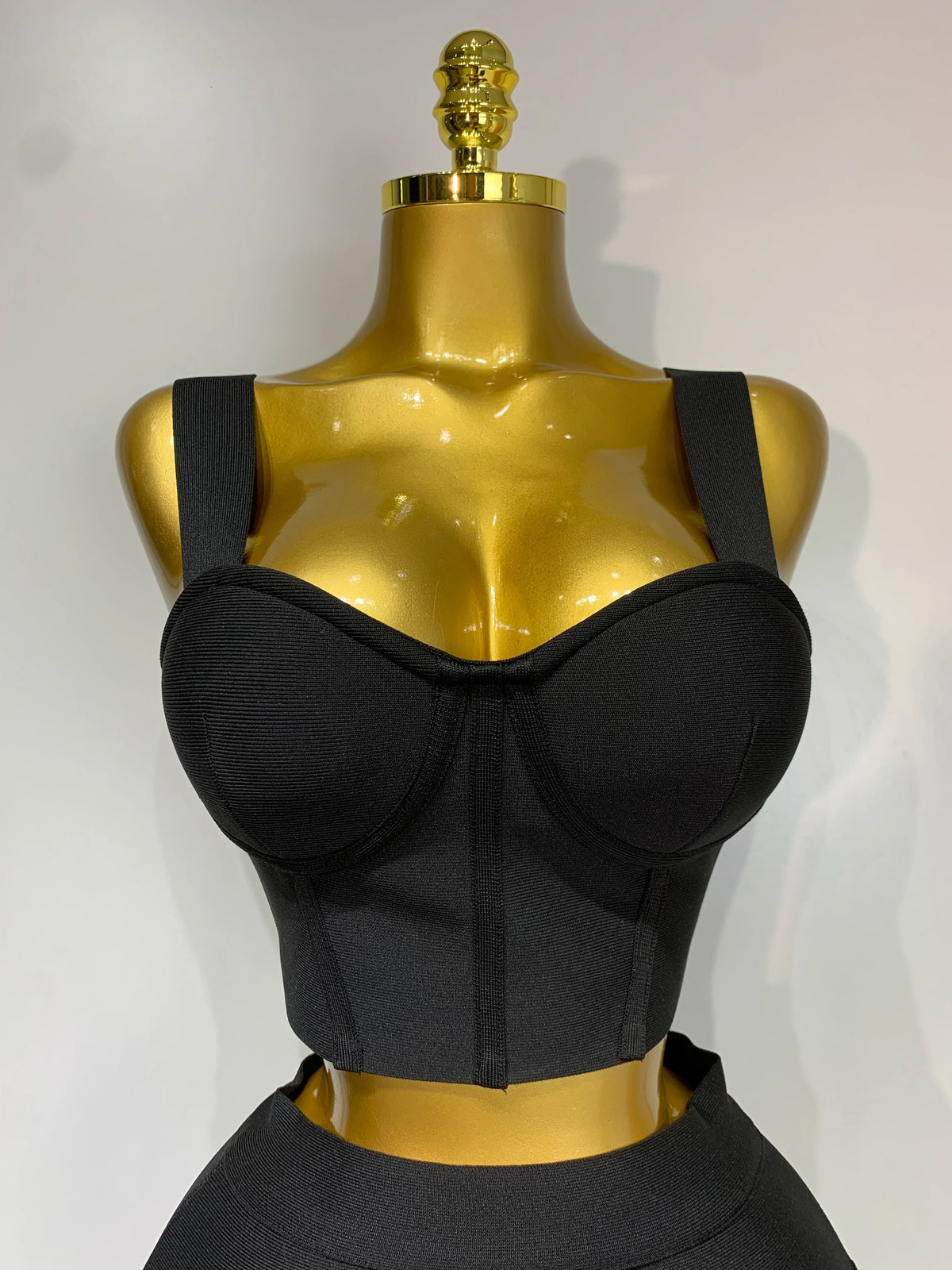 Women Bodycon Bandage Two Piece Set Black White