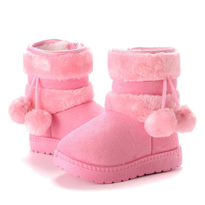 Girls Winter Snow Boots Thick Warm Rubber Microfiber