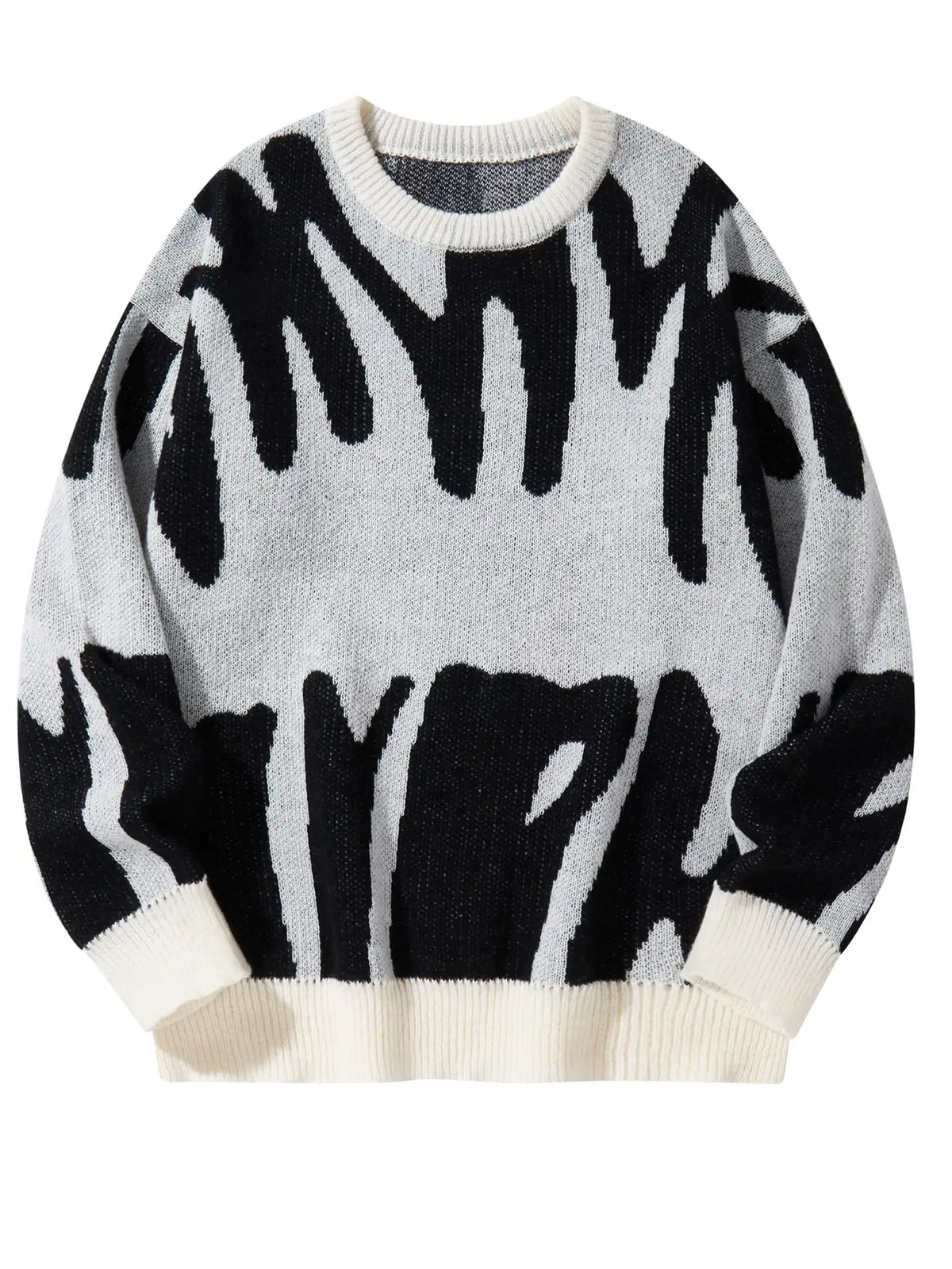 Irregular Jacquard Pattern Pullover Sweater Men Casual