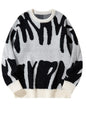 Irregular Jacquard Pattern Pullover Sweater Men Casual
