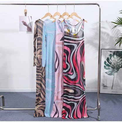 Sheer Mesh Bodycon Maxi Dress for Women