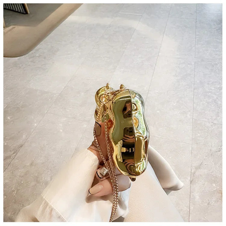 Golden Acrylic Round Clutch Purse for Parties