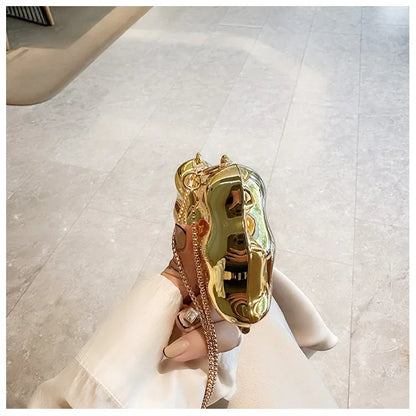 Golden Acrylic Round Clutch Purse for Parties