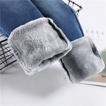 Women's Winter Plush Stretch Skinny Jeans