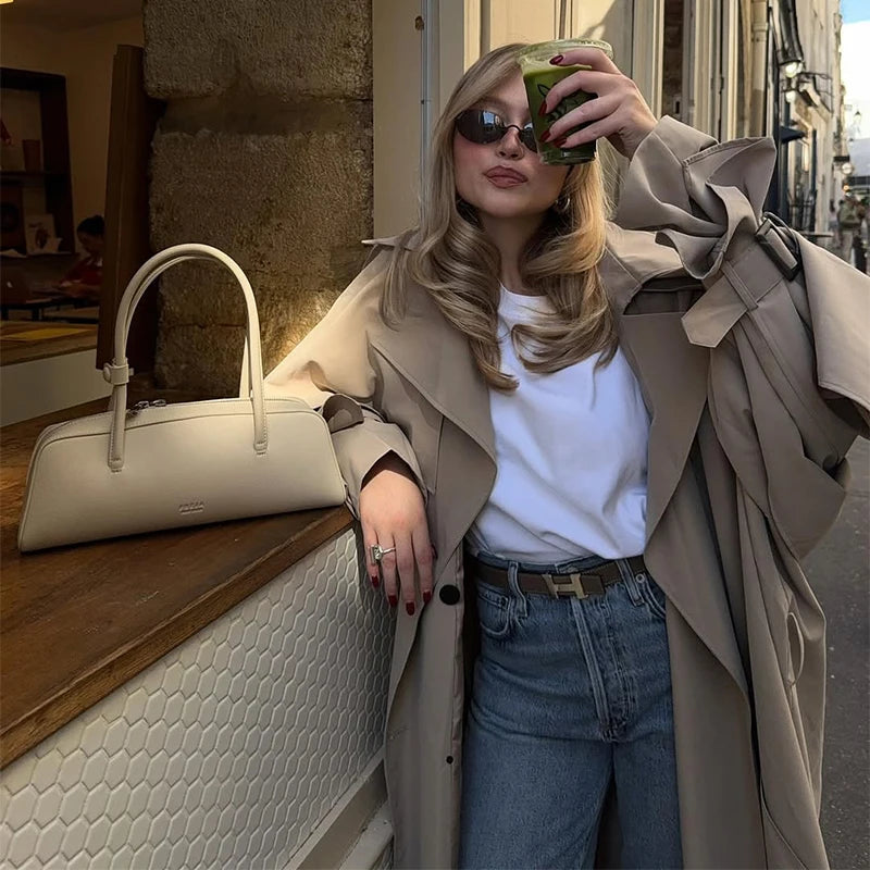 Women's Windproof Trench Coat Loose Fit Overcoat