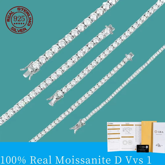 Moissanite Tennis Bracelet S925 Silver Classic Jewelry