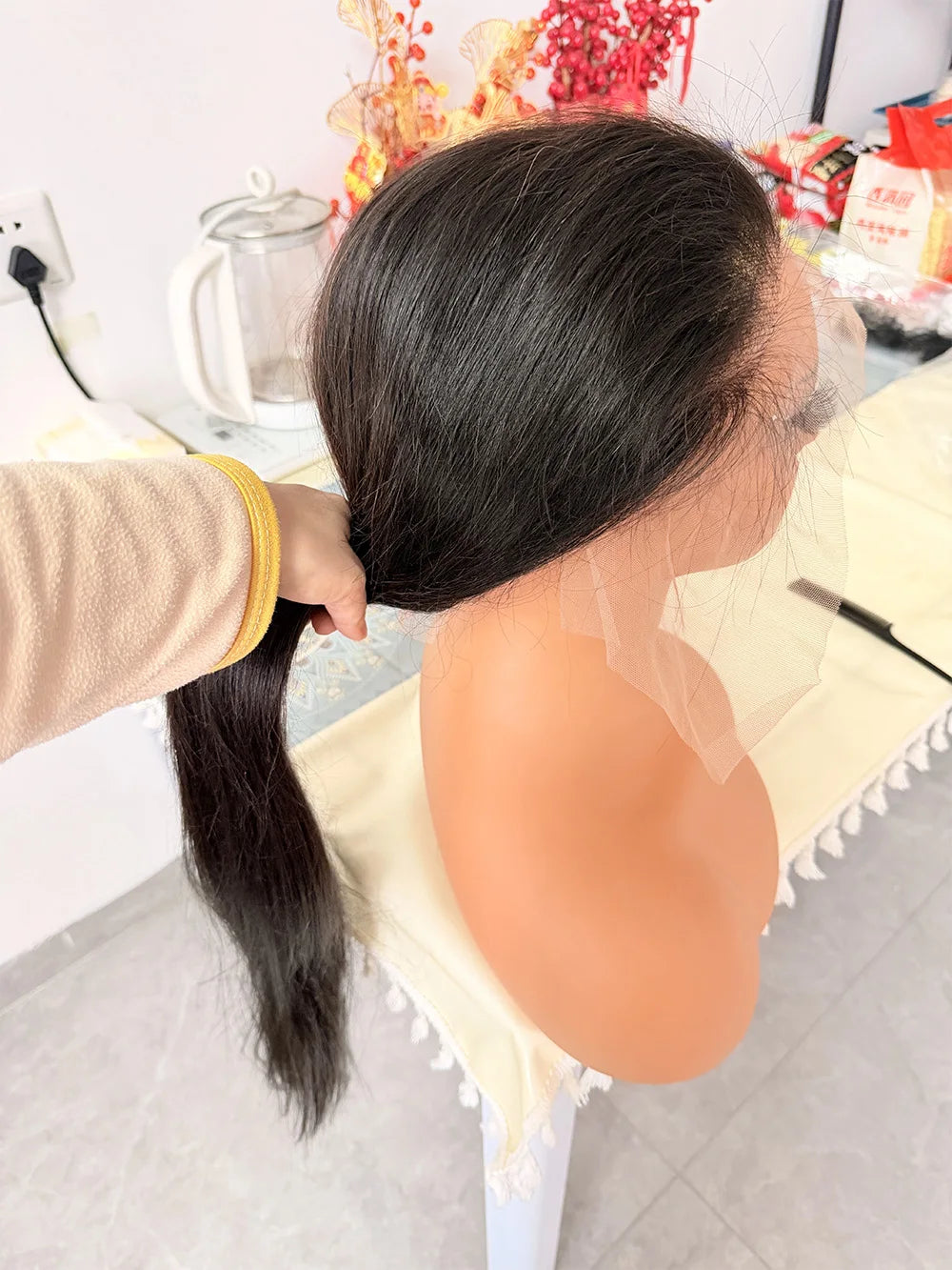 40 Inch Bone Straight Human Hair Wig Brazilian Lace Front Wig
