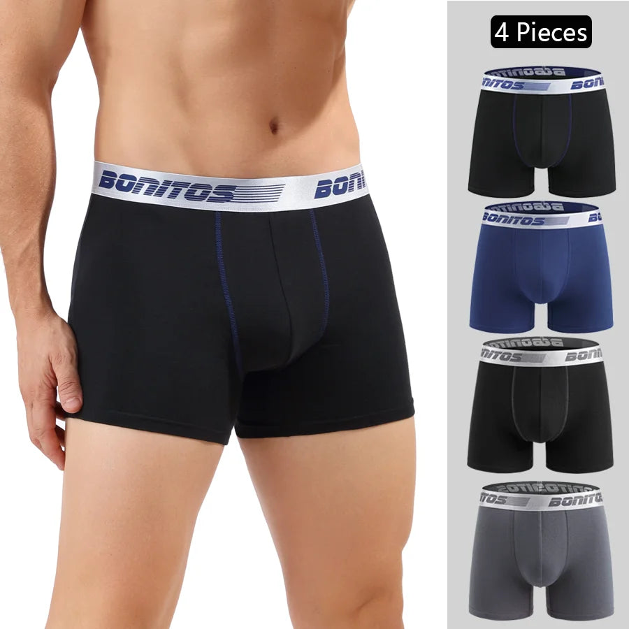 4pcs Cotton Boxer Shorts for Men Soft Underwear Set