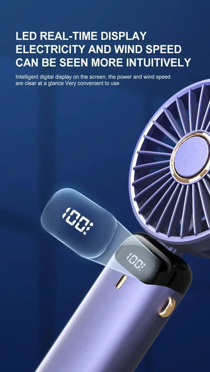 Portable Rechargeable Handheld Fan with LED Display