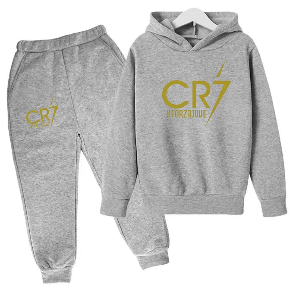 Ronaldo CR7 Print Hoodie and Pants Set for Children
