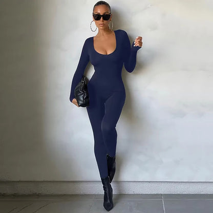 Dulzura Women Long Sleeve Bodycon Jumpsuit Overall