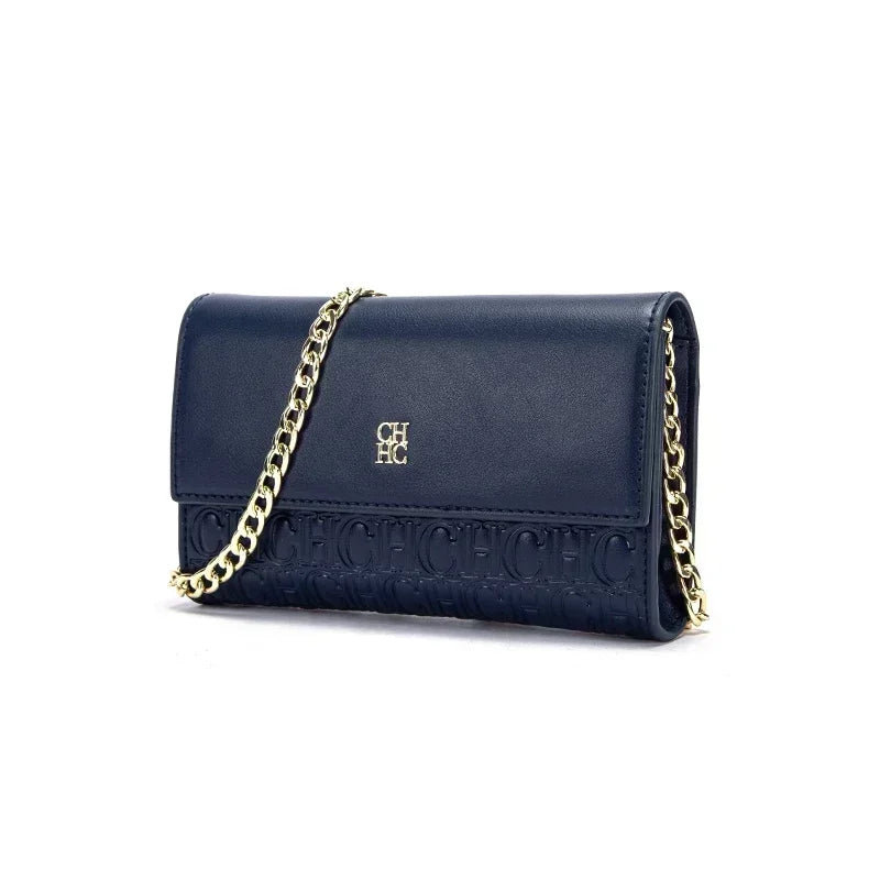 CH Women PU Leather Crossbody Bag with Metal Chain