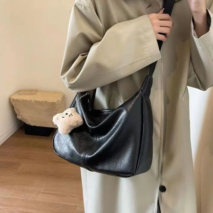 Trendy PU Leather Slouchy Shoulder Bag for Women