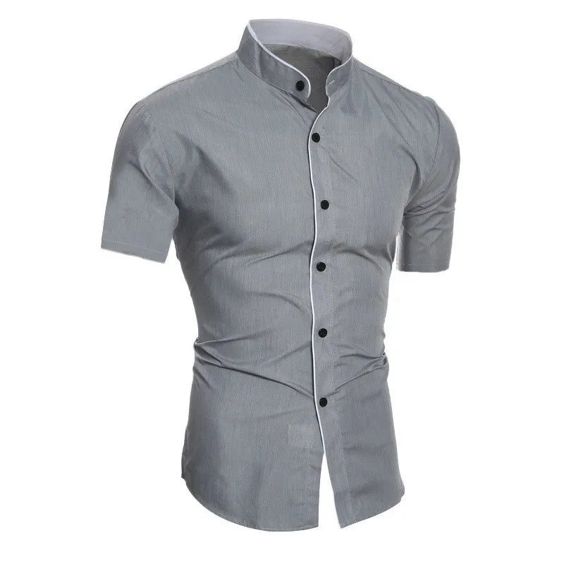 Men's Casual Short Sleeved Shirt in Solid Color