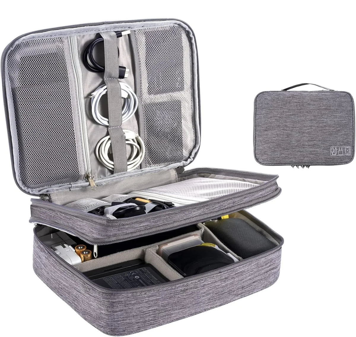 Leather Cable Storage Bag Waterproof Organizer