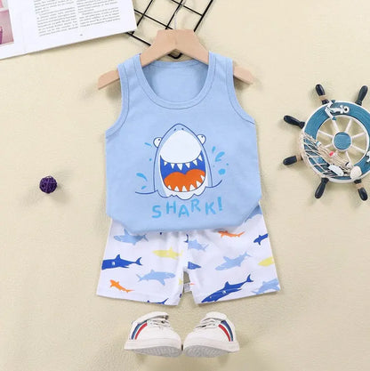 Children's Cotton Vest Set with Shorts for Summer
