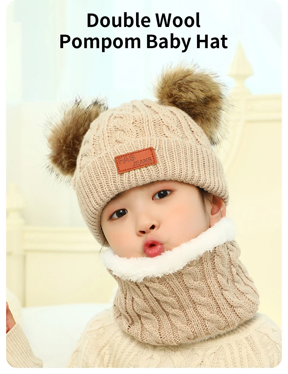 Cute Wool Pompom Baby Hat for Kids