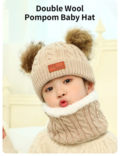 Cute Wool Pompom Baby Hat for Kids