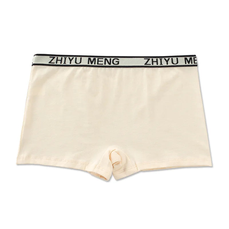 Teenage Girls Cotton Panties Solid Color Mid Waist Briefs