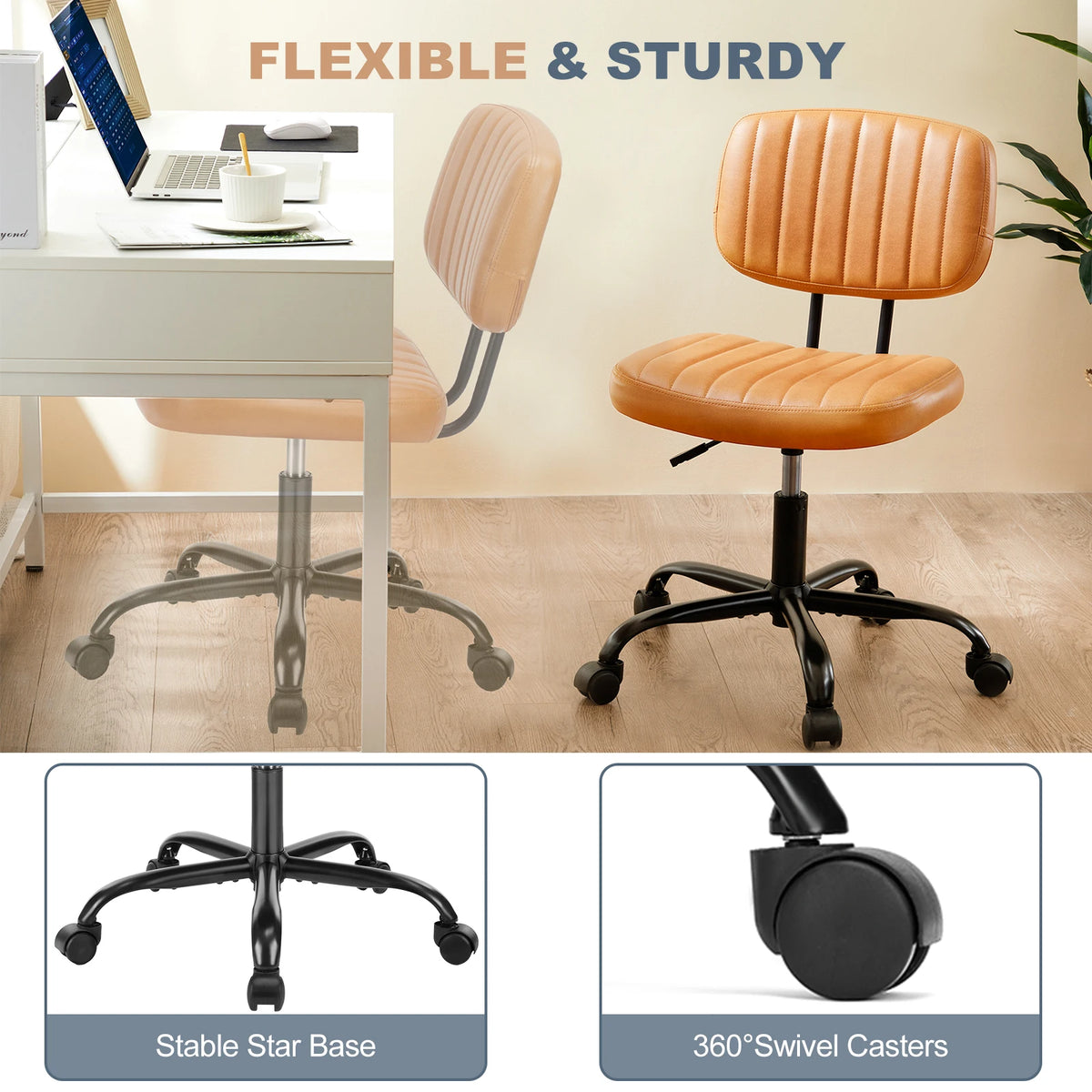 Height Adjustable PU Leather Office Desk Chair