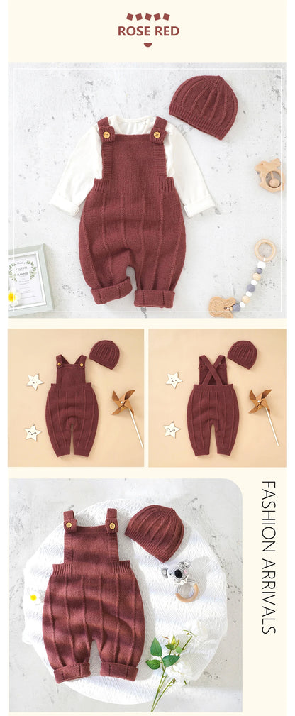Sleeveless Knitted Baby Romper Set for Newborns