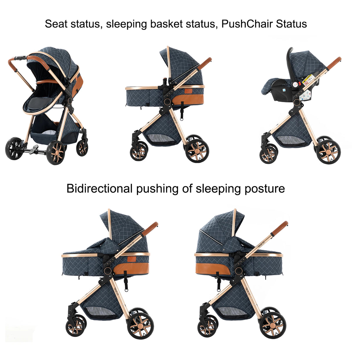 Lightweight 3 in 1 Baby Stroller Travel System