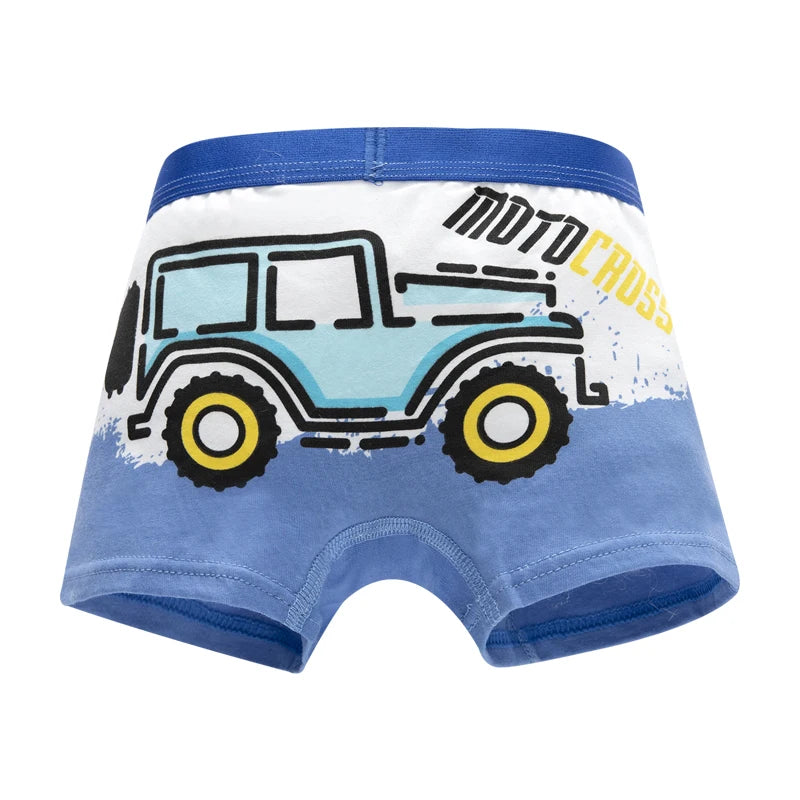 Children's Cotton Underwear Boy Briefs with Cartoon Design