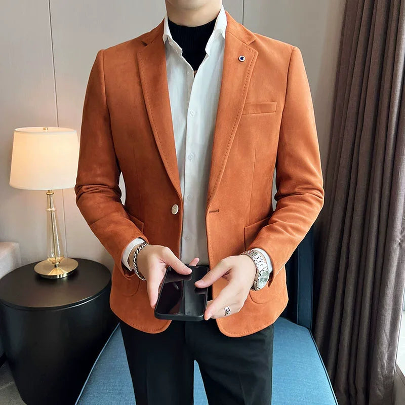 Men's Slim Fit Velvet Blazer Coat for Business and Weddings