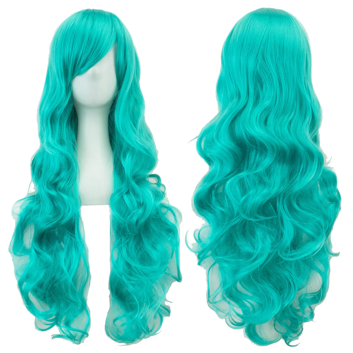 Soowee Curly Long Green Synthetic Hair Wig for Women